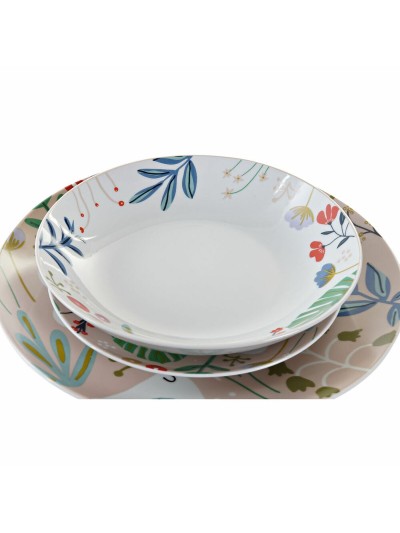 Set de Vajilla DKD Home Decor Multicolor Porcelana Flores Urbano 27 x 27 x 3 cm 18 Piezas (18 pcs)