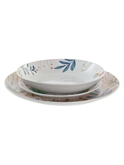 Set de Vajilla DKD Home Decor Multicolor Porcelana Flores Urbano 27 x 27 x 3 cm 18 Piezas (18 pcs)
