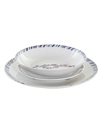 Service de Vaisselle DKD Home Decor Bleu Blanc Bordeaux Porcelaine méditerranéen Marin 18 Pièces