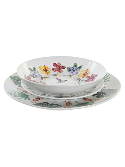 Dinnerware Set DKD Home Decor White Multicolour Porcelain Tropical 18 Pieces