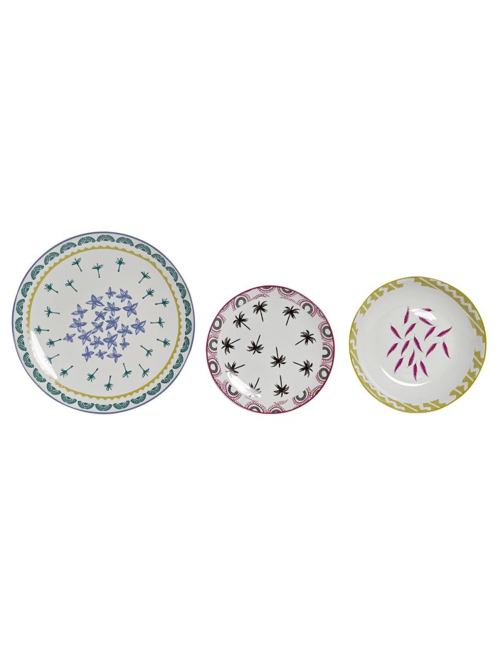 Dinnerware Set DKD Home Decor Blue Multicolour Turquoise Porcelain Colonial African Man 27 x 27 x 2,5 cm 18 Pieces (18 pcs)