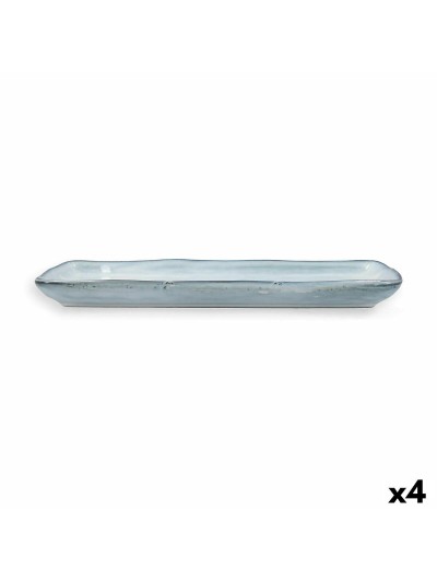 Serving Platter Quid Boreal Blue Ceramic 28 x 14 cm (4 Units) (Pack 4x)