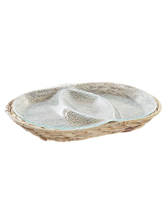 Plateau apéritif DKD Home Decor 38 x 25 x 4 cm Verre Naturel Transparent