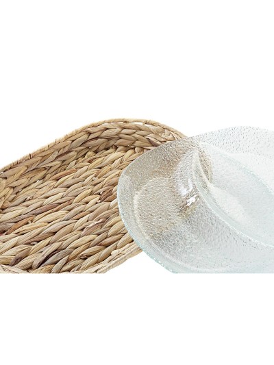 Snack tray DKD Home Decor 38 x 25 x 4 cm Crystal Natural Transparent