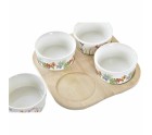 Appetizer Set DKD Home Decor Multicolour Natural Bamboo Plastic Stoneware Tropical 19,7 x 19,7 x 1 cm (5 pcs)
