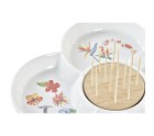 Bandeja de Aperitivos DKD Home Decor Multicolor Natural Bambú Gres Tropical 22 x 22 x 7 cm