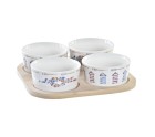 Set de Aperitivo DKD Home Decor Azul Natural Bambú Gres Mediterráneo 19,7 x 19,7 x 1 cm (5 pcs)