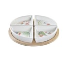 Appetizer Set DKD Home Decor White Multicolour Natural Bamboo Stoneware Tropical 21,5 x 21,5 x 1 cm (5 pcs)