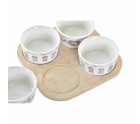 Appetizer Set DKD Home Decor Blue Natural Bamboo Stoneware Mediterranean 19,7 x 19,7 x 1 cm (5 pcs)