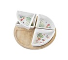 Appetizer Set DKD Home Decor White Multicolour Natural Bamboo Stoneware Tropical 21,5 x 21,5 x 1 cm (5 pcs)
