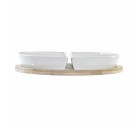 Set de Aperitivo DKD Home Decor Blanco Multicolor Natural Bambú Gres Tropical 21,5 x 21,5 x 1 cm (5 pcs)