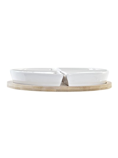 Appetizer Set DKD Home Decor Blue Natural Bamboo Stoneware Mediterranean 21,5 x 21,5 x 1 cm (5 pcs)
