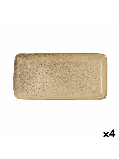 Serving Platter Bidasoa Ikonic Ceramic Brown (28 x 14 cm) (Pack 4x)