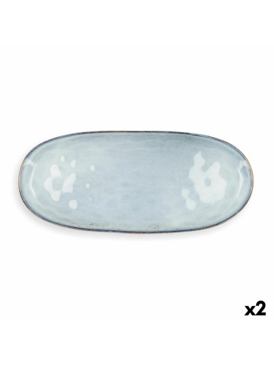 Fuente de Cocina Quid Boreal Azul Cerámica 36 x 16 cm (2 Unidades) (Pack 2x)