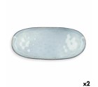 Serving Platter Quid Boreal Blue Ceramic 36 x 16 cm (2 Units) (Pack 2x)