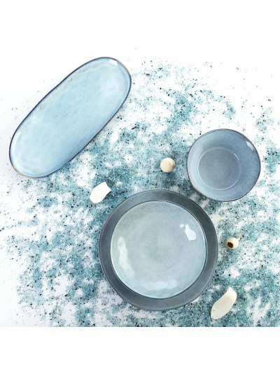 Fuente de Cocina Quid Boreal Azul Cerámica 36 x 16 cm (2 Unidades) (Pack 2x)