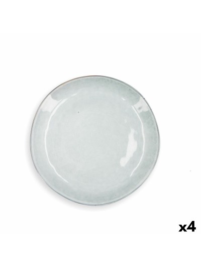 Flat Plate Quid Boreal Blue Ceramic 27 cm (4 Units)