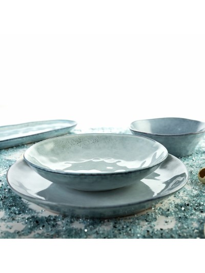 Flat Plate Quid Boreal Blue Ceramic 27 cm (4 Units)