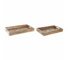 Set of trays DKD Home Decor 2 Units Brown Dark brown Mango wood (2 Units)
