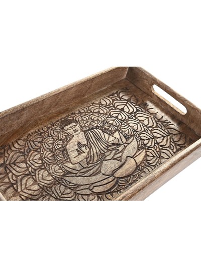 Juego de Bandejas DKD Home Decor 2 Unidades Marrón Marrón oscuro Madera de mango (2 Unidades)