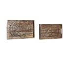 Juego de Bandejas DKD Home Decor 2 Unidades Marrón Marrón oscuro Madera de mango (2 Unidades)