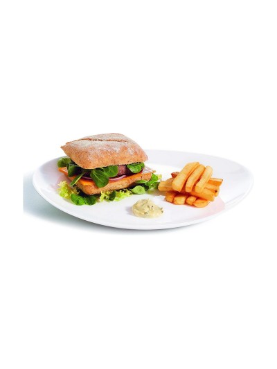 Plato Llano Arcoroc Restaurant 30 x 26 cm Blanco Vidrio (6 Unidades)