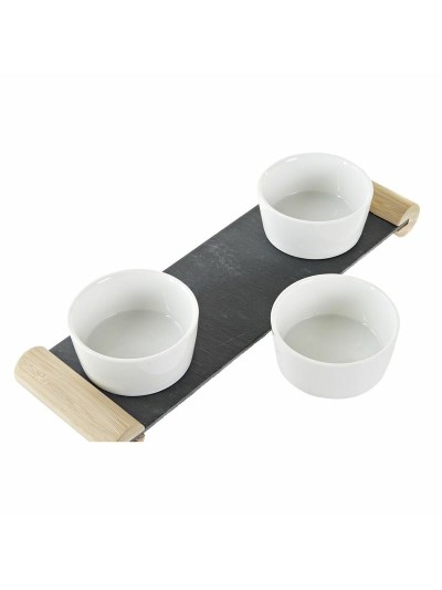 Snack tray DKD Home Decor White Black Stoneware Board 33 x 10 x 5,8 cm