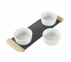 Bandeja de Aperitivos DKD Home Decor Blanco Negro Gres Pizarra 33 x 10 x 5,8 cm