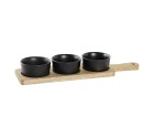 Bandeja de Aperitivos DKD Home Decor Negro Natural Acacia Gres 38 x 10 x 5,2 cm