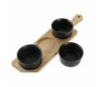 Bandeja de Aperitivos DKD Home Decor Negro Natural Acacia Gres 38 x 10 x 5,2 cm