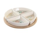 Bandeja de Aperitivos DKD Home Decor 21,5 x 21,5 x 1 cm Beige Blanco Gres Tradicional
