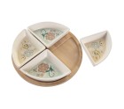 Snack tray DKD Home Decor 21,5 x 21,5 x 1 cm Beige White Stoneware Traditional