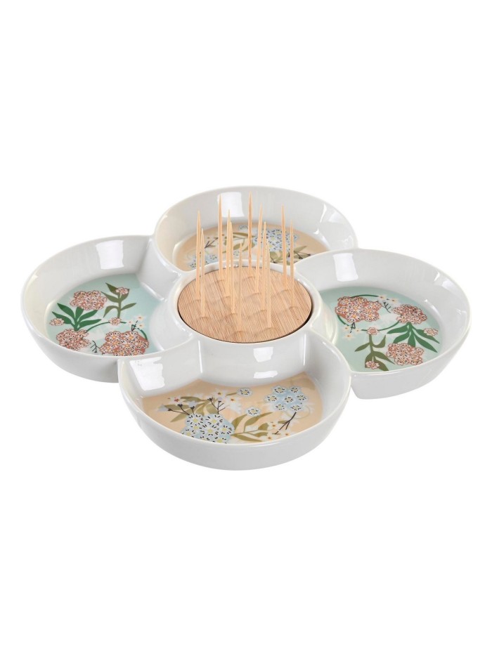 Snack tray DKD Home Decor Green 22 x 22 x 3 cm Stoneware