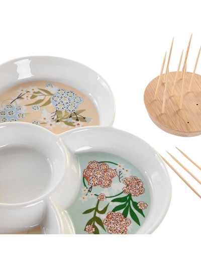 Snack tray DKD Home Decor Green 22 x 22 x 3 cm Stoneware