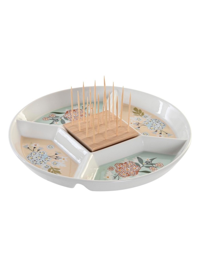 Snack tray DKD Home Decor 23,5 x 23,5 x 3 cm Green Stoneware