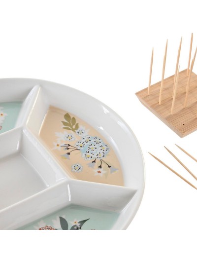 Snack tray DKD Home Decor 23,5 x 23,5 x 3 cm Green Stoneware