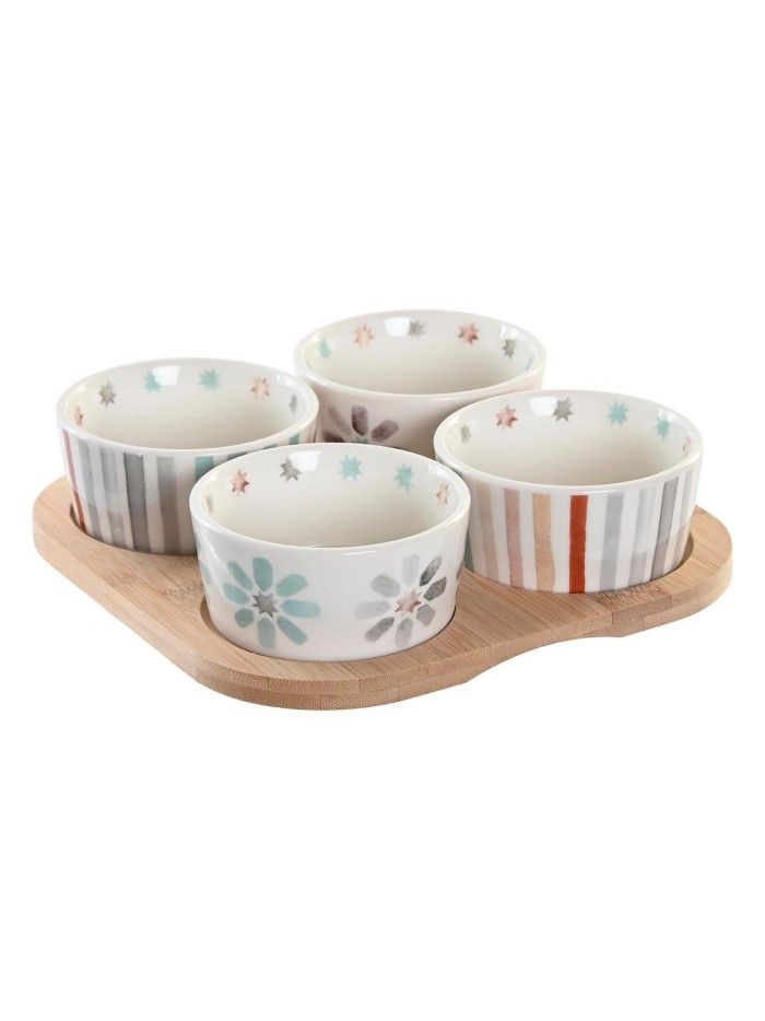 Bandeja de Aperitivos DKD Home Decor 19,7 x 19,7 x 1 cm Multicolor Gres