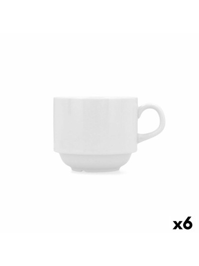 Tasse à infusion Bidasoa Glacial Blanc Céramique 250 ml (6 Unités) (Pack 6x)