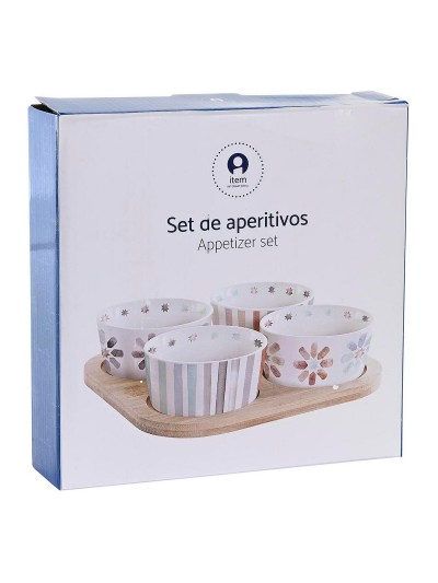 Bandeja de Aperitivos DKD Home Decor 19,7 x 19,7 x 1 cm Multicolor Gres