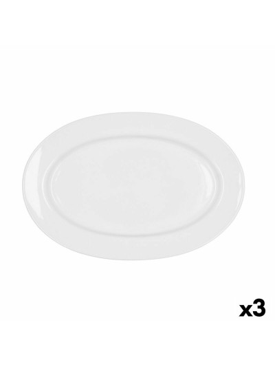 Serving Platter Bidasoa Glacial Ceramic White (32 x 22 cm) (Pack 3x)