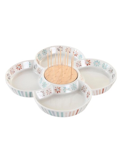 Plateau apéritif DKD Home Decor Multicouleur 22 x 22 x 3 cm Grès