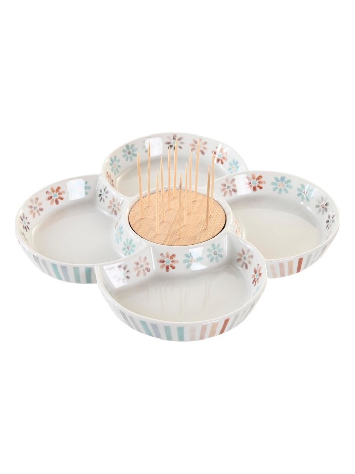 Snack tray DKD Home Decor Multicolour 22 x 22 x 3 cm Stoneware
