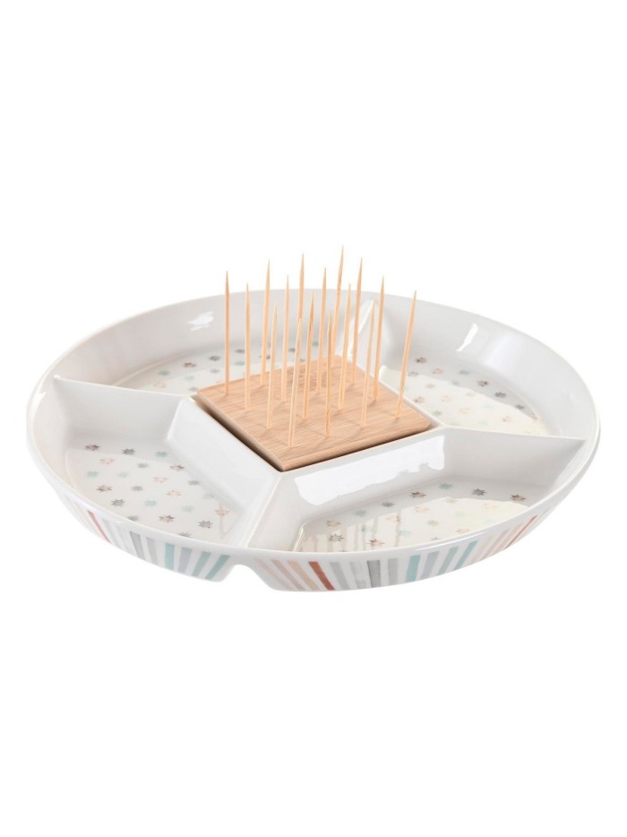 Snack tray DKD Home Decor 23,5 x 23,5 x 3 cm Multicolour Stoneware