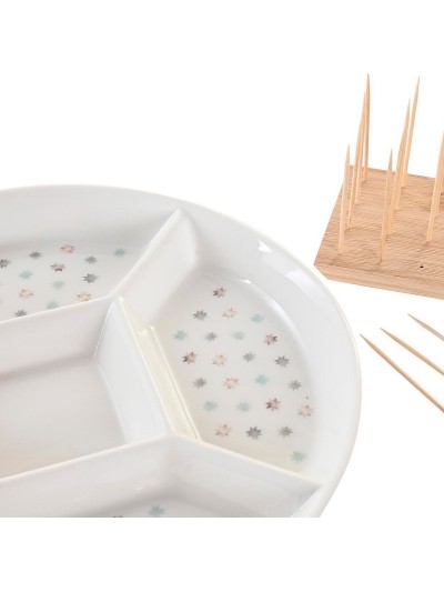 Snack tray DKD Home Decor 23,5 x 23,5 x 3 cm Multicolour Stoneware