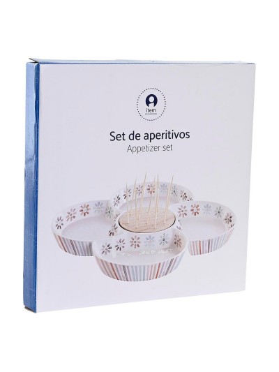 Snack tray DKD Home Decor Multicolour 22 x 22 x 3 cm Stoneware