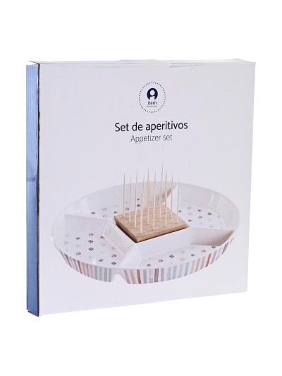Plateau apéritif DKD Home Decor 23,5 x 23,5 x 3 cm Multicouleur Grès