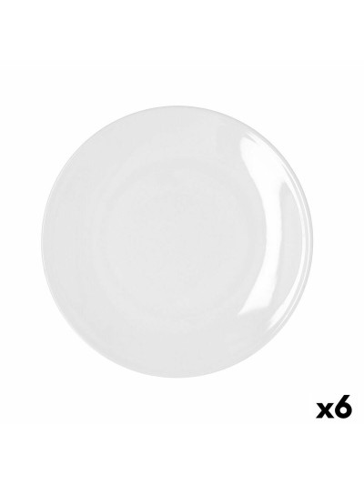 Flat Plate Bidasoa Glacial Coupe White Ceramic 25 cm (6 Units) (Pack 6x)