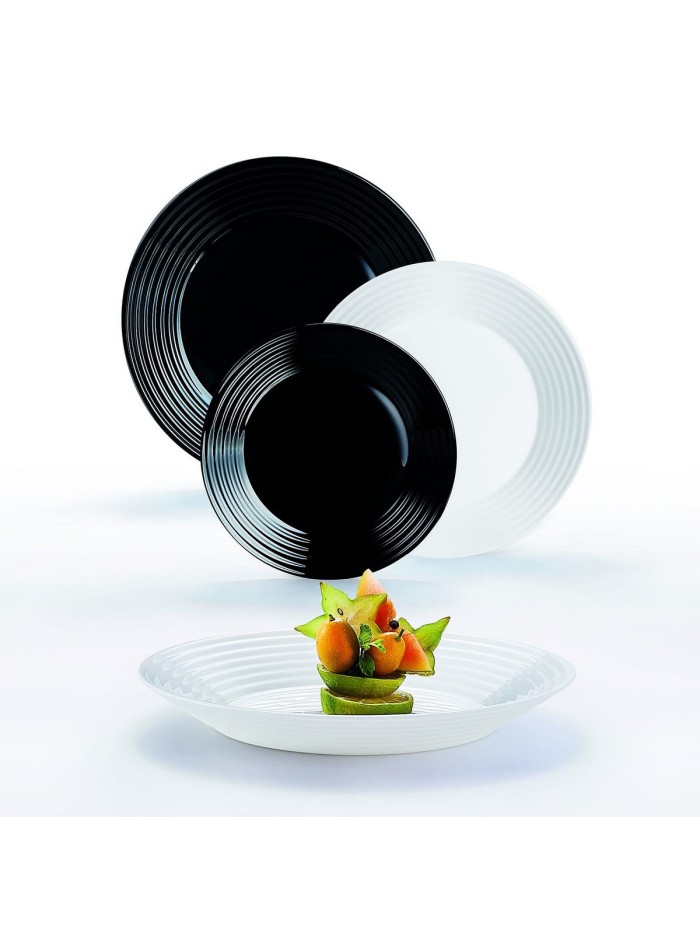 Vajilla Luminarc 1900 Blanco/Negro Vidrio 18 Piezas