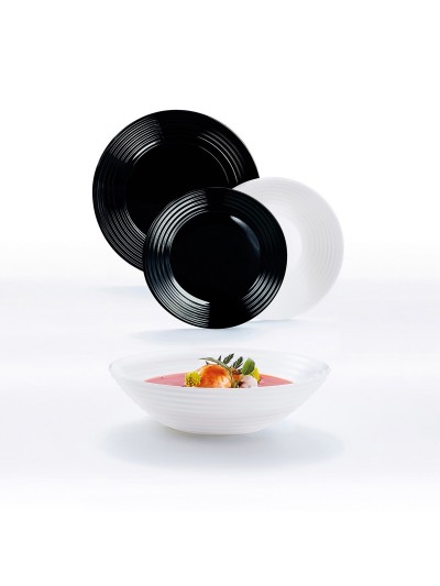 Assiettes Luminarc 1900 Blanc/Noir verre 18 Pièces
