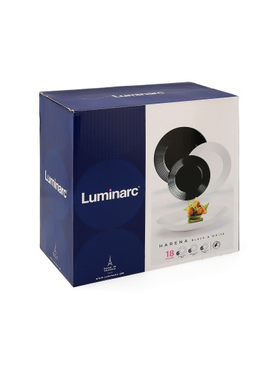 Vajilla Luminarc 1900 Blanco/Negro Vidrio 18 Piezas